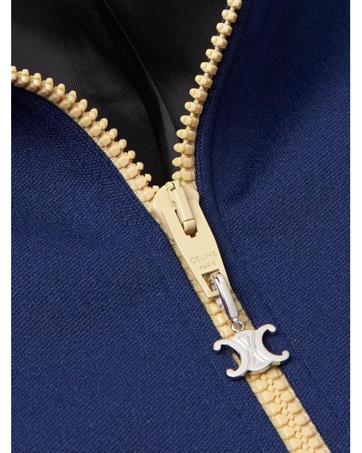 Céline Blue Striped Logo-Embroidered Jersey Track Jacket for men