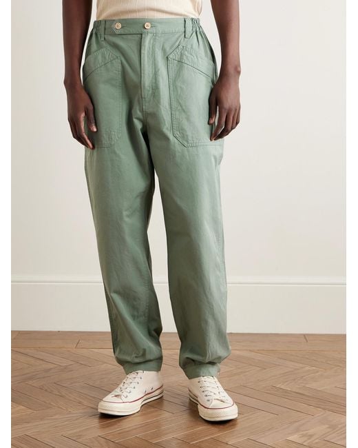 Visvim Green Carrol Tapered Cotton-gabardine Cargo Pants for men