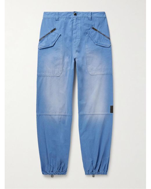 Loewe Blue Tapered Cotton Cargo Trousers for men