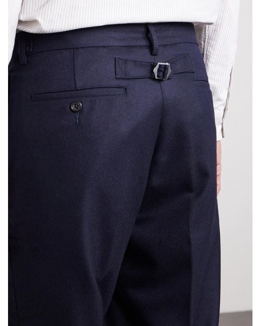 Beams Plus Blue Ivy Cropped Tapered Brushed Wool-blend Twill Suit Trousers for men