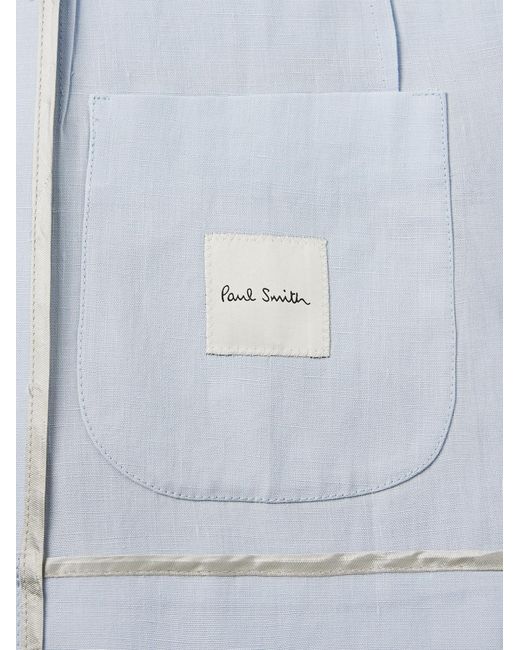 Paul Smith Blue Unstructured Linen Suit Jacket for men