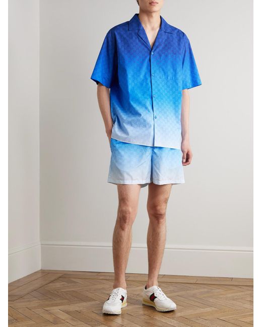 Shorts Da Mare Dégradé Con Logo di Gucci in Blue da Uomo