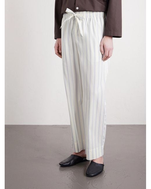 Tekla White Straight-Leg Striped Organic Cotton-Poplin Pyjama Trousers for men