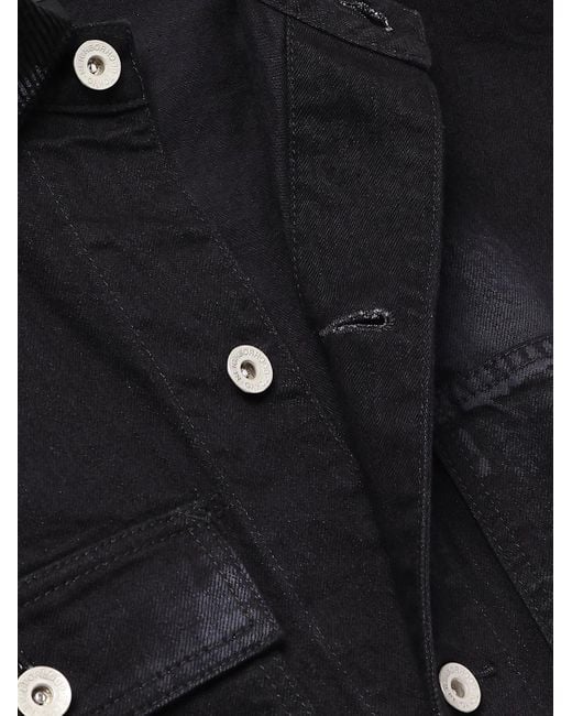 Neighborhood Black Corduroy-trimmed Paint-splattered Denim Jacket for men
