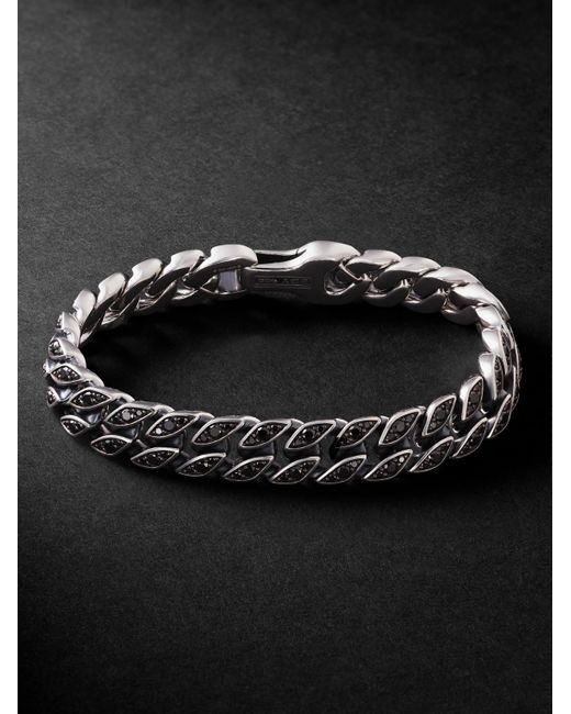 David Yurman Black Silver Diamond Chain Bracelet for men