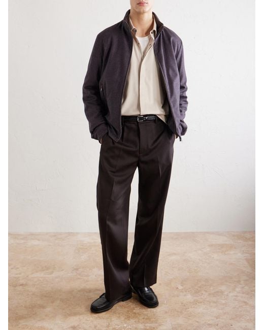 Herno Gray Silk And Cashmere-Blend Twill Bomber Jacket for men