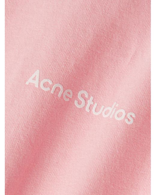 Acne Pink Extorr Logo-flocked Garment-dyed Cotton-jersey T-shirt for men