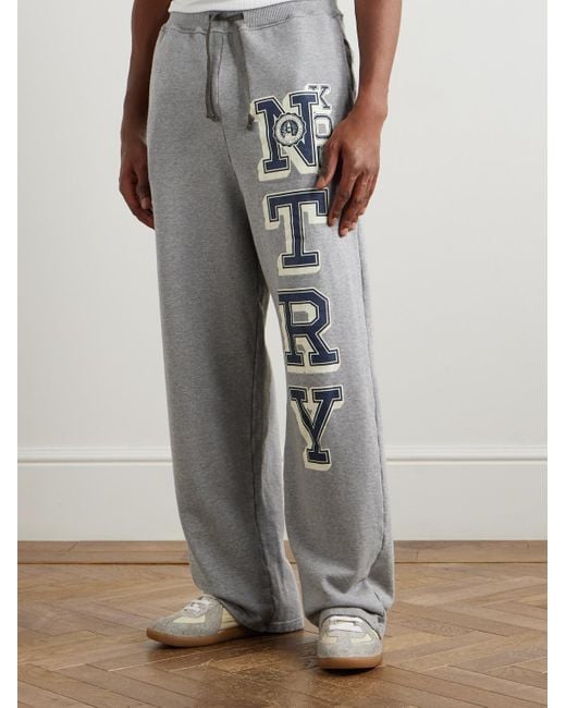 Kapital Gray N.Try Straight-Leg Printed Cotton-Jersey Sweatpants for men