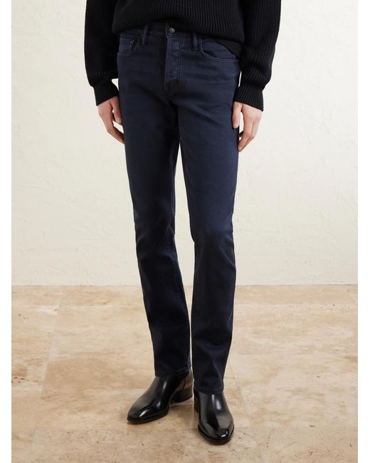 Tom Ford Blue Slim-fit Straight-leg Cotton-blend Corduroy Trousers for men