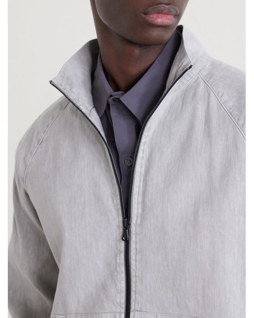 James Perse Gray Linen-Blend Blouson Jacket for men