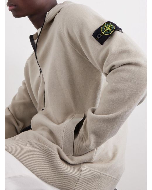 Stone Island Natural Wool-Blend Zip-Up Hoodie for men