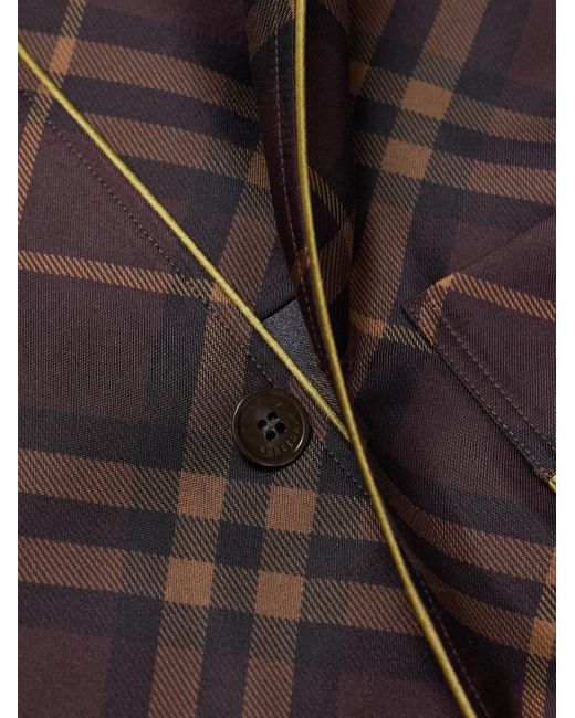 Burberry Brown Silk Shirt With A Check Pattern for men