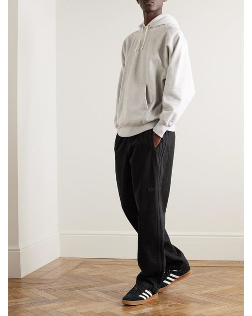 Adidas Originals Black Firebird Wide-leg Garment-dyed Denim Track Pants for men
