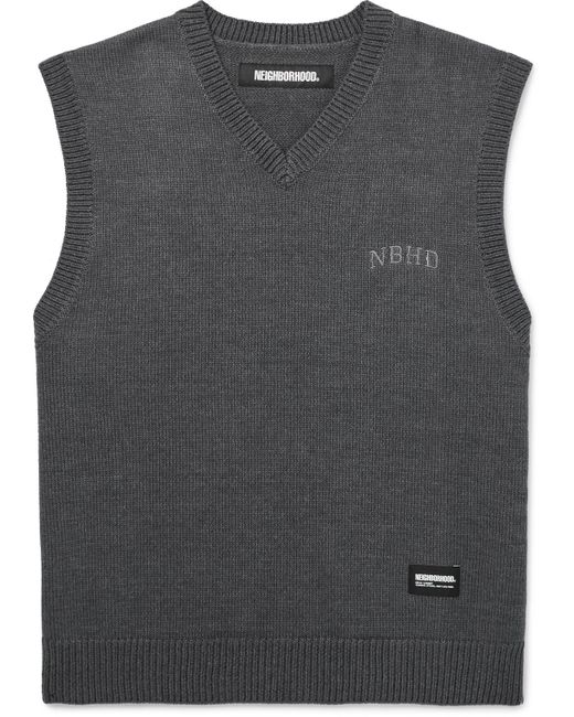 Neighborhood Gray Logo-embroidered Cotton-blend Sweater Vest for men