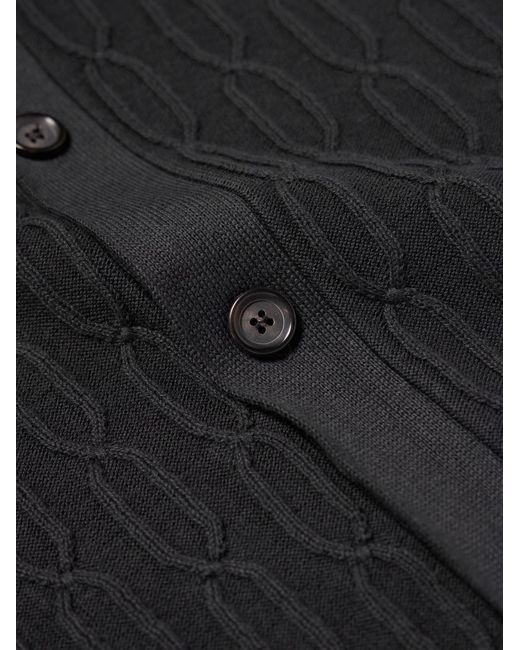 Oliver Spencer Black Rossell Cable-Knit Organic Cotton Shirt for men