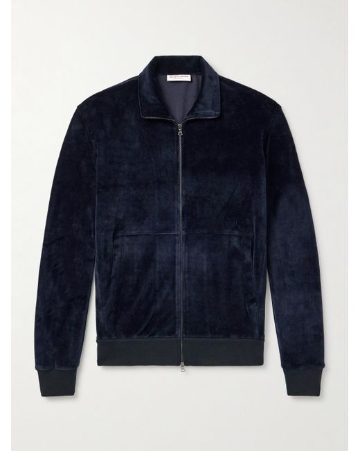 Orlebar Brown Blue Cassian Cotton-Blend Velour Track Jacket for men