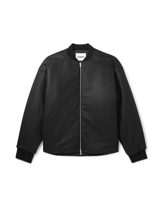 Jil Sander Black Padded Wool-Felt Bomber Jacket for men