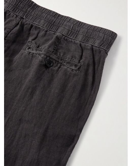 James Perse Blue Straight-Leg Garment-Dyed Linen Drawstring Trousers for men