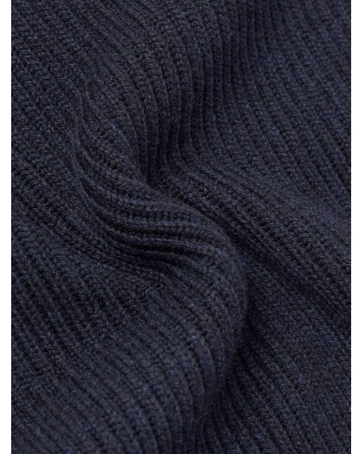 Loro Piana Blue Fobello Ribbed Cashmere Sweater for men