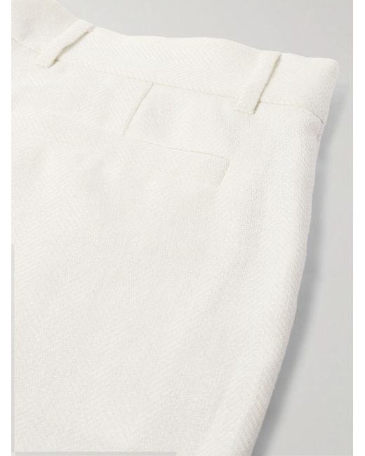 Brunello Cucinelli Natural Straight-Leg Linen, Silk, Wool And Cotton-Blend Bermuda Shorts for men