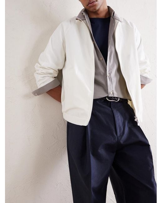 Brunello Cucinelli Blue Tapered Pleated Cotton And Linen-blend Trousers for men