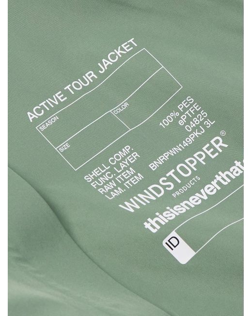 Thisisneverthat Green Active Tour Windstopper® Hooded Jacket for men