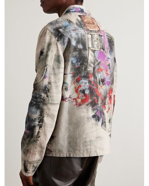 Acne White Trompe-L'Œil Printed Denim Jacket for men
