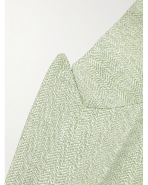 Favourbrook Green Ebury Herringbone Linen And Silk-blend Blazer for men