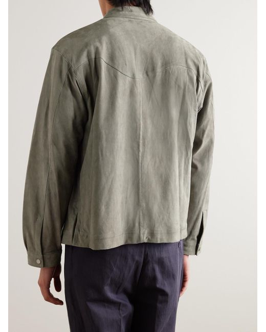 STÒFFA Gray Wave Suede Overshirt for men