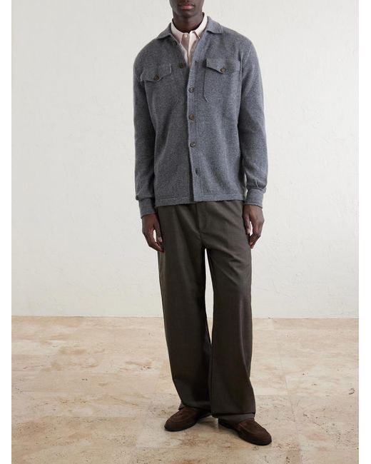 Eleventy Blue Cashmere Knitted Overshirt for men