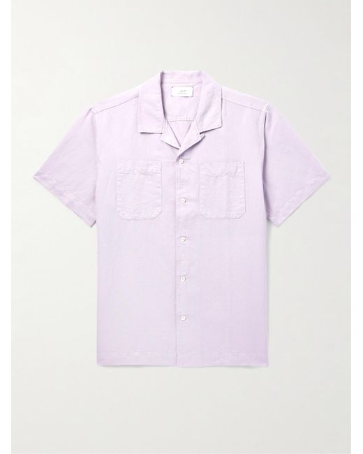 Mr P. Michael 2 Hemd aus Twill aus einer Baumwoll-Leinenmischung mit wandelbarem Kragen in Pink für Herren