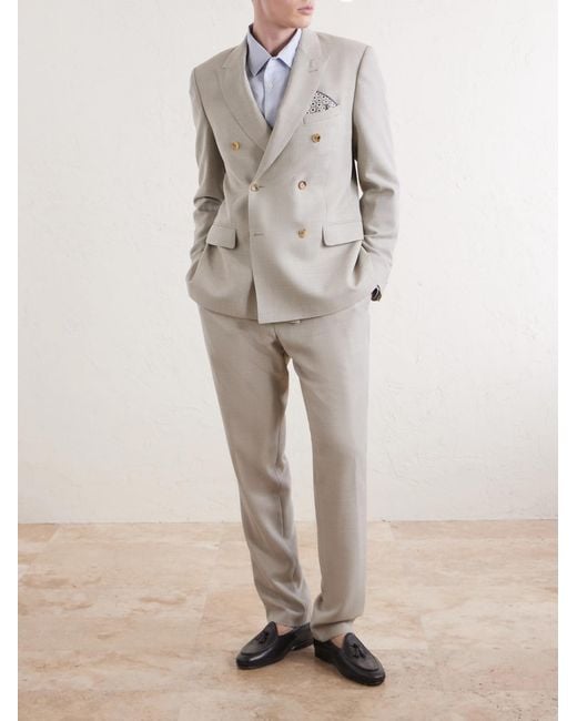 Mr P. Gray Double-Breasted Wool-Hopsack Suit Jacket for men