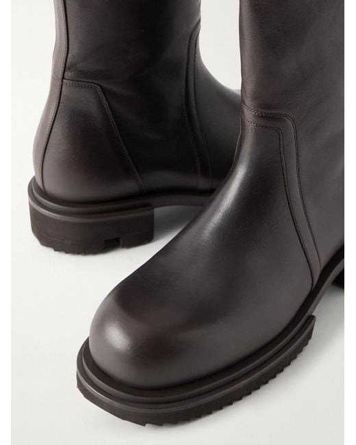 Rick Owens Black Creeper Gabe Washed Leather Lace-Up Boots for men