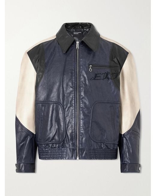 Enfants Riches Deprimes Blue Combaittimento Leather Jacket for men