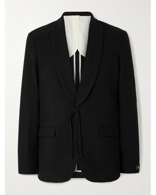 A Kind Of Guise Black Shinji Textured-Woven Suit Jacket for men