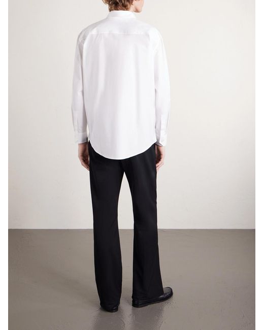 Saint Laurent White Logo-Embroidered Cotton-Blend Poplin Shirt for men