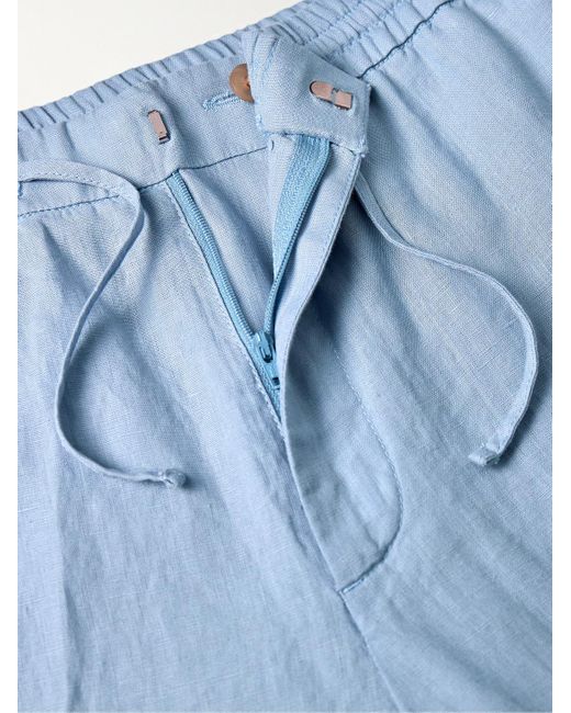 Pantaloni slim-fit in lino con coulisse di Canali in Blue da Uomo