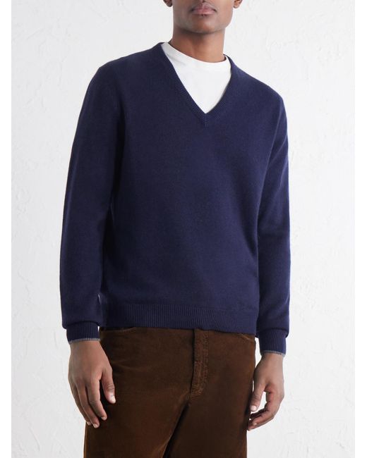Sease Blue Cashmere Sweater for men