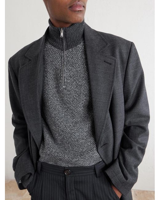 John Smedley Gray Recycled-cashmere And Wool-blend Half-zip Sweater for men