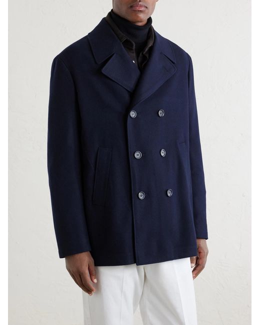 Canali Blue Double-Breasted Wool Jacket for men