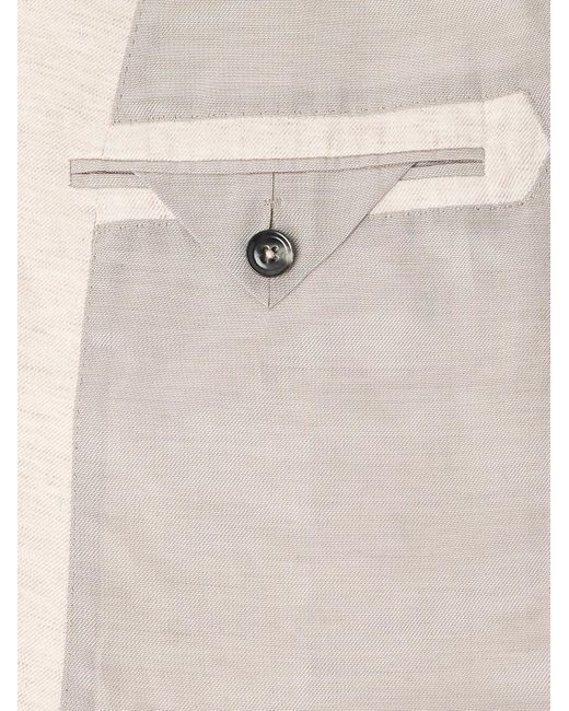 Zegna Natural Double-Breasted Linen-Twill Suit Jacket for men