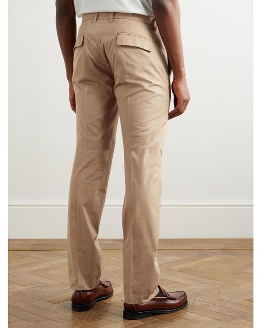 Massimo Alba Natural Slim-Fit Straight-Leg Pleated Cotton Trousers for men