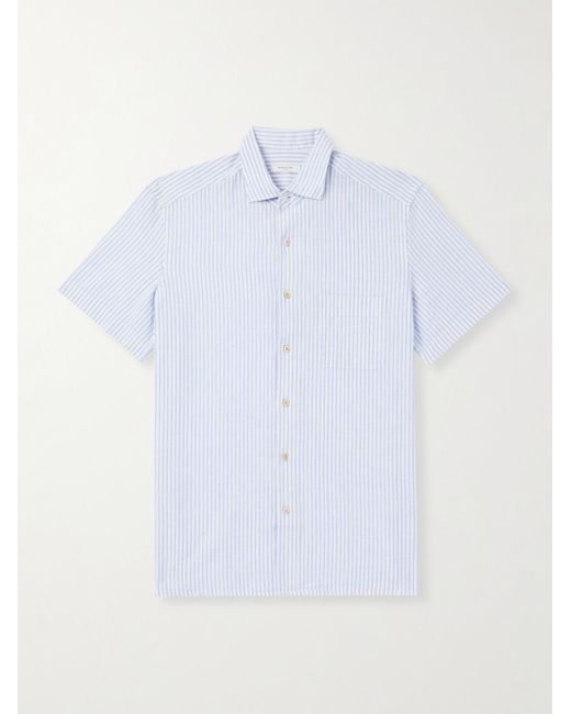 Boglioli White Striped Linen And Cotton-blend Shirt for men