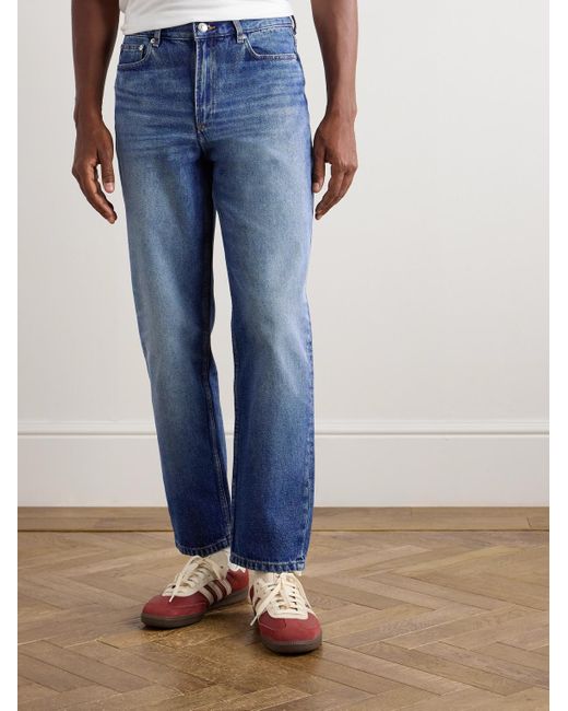 A.P.C. Blue Martin Straight-leg Cropped Stonewashed Jeans for men
