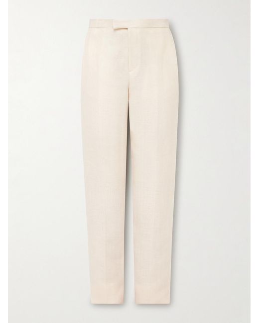 Favourbrook Natural Slim-Fit Herringbone Linen And Silk-Blend Suit Trousers for men