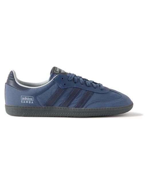 Adidas Originals Blue Samba Og Leather-trimmed Crinkled-shell Sneakers for men