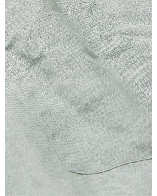 Frescobol Carioca Gray Angelo Camp-collar Linen Shirt for men