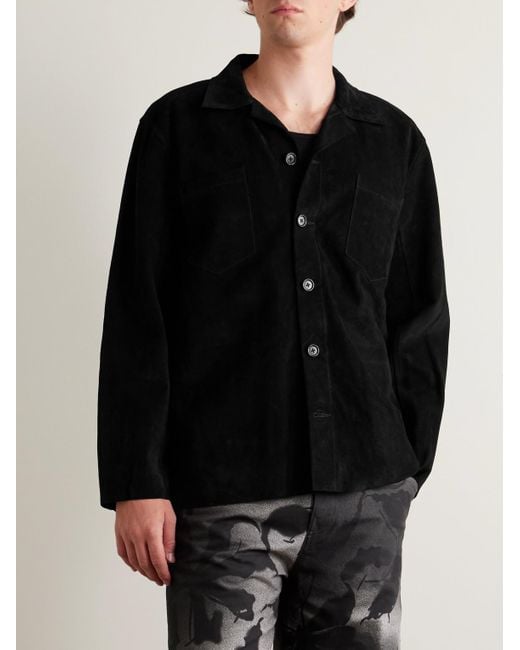 Bode Black Suede Overshirt for men