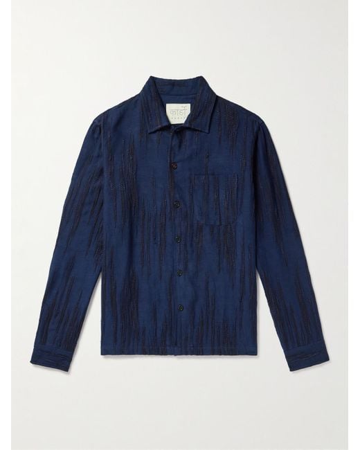 Kardo Blue Gianni Cotton-jacquard Shirt for men