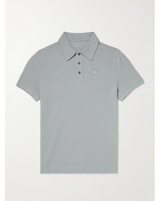 Canada Goose Gray Beckley Logo-Appliquéd Paneled Cotton-Piqué Polo Shirt for men